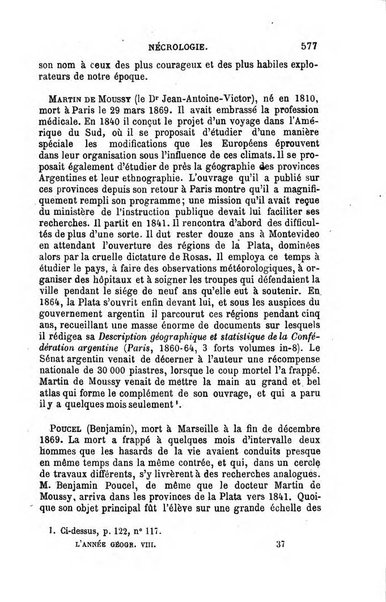 L'annee geographique revue annuelle des voyages de terre et de mer ainsi que des explorations, missions, relations et publications relatives aux sciences geographiques et ethnographiques