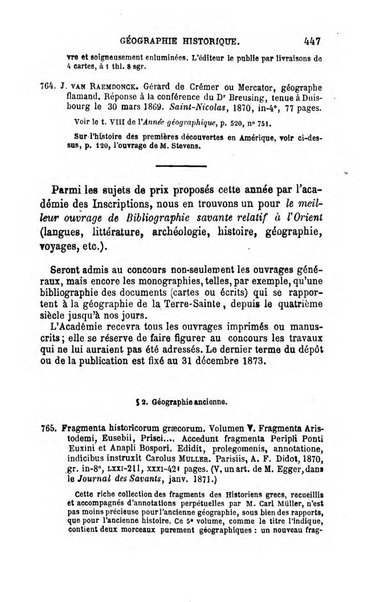 L'annee geographique revue annuelle des voyages de terre et de mer ainsi que des explorations, missions, relations et publications relatives aux sciences geographiques et ethnographiques