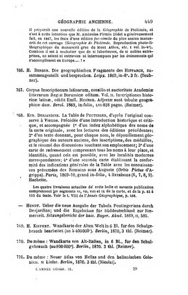 L'annee geographique revue annuelle des voyages de terre et de mer ainsi que des explorations, missions, relations et publications relatives aux sciences geographiques et ethnographiques