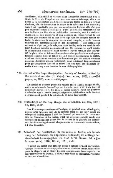 L'annee geographique revue annuelle des voyages de terre et de mer ainsi que des explorations, missions, relations et publications relatives aux sciences geographiques et ethnographiques