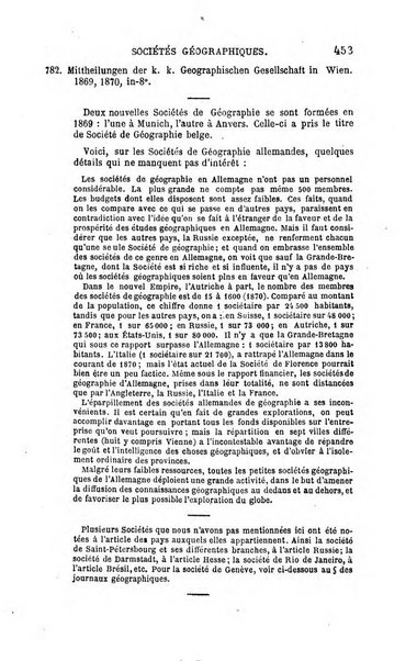 L'annee geographique revue annuelle des voyages de terre et de mer ainsi que des explorations, missions, relations et publications relatives aux sciences geographiques et ethnographiques