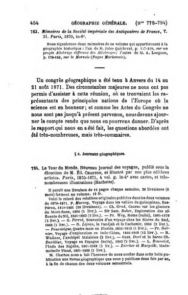 L'annee geographique revue annuelle des voyages de terre et de mer ainsi que des explorations, missions, relations et publications relatives aux sciences geographiques et ethnographiques