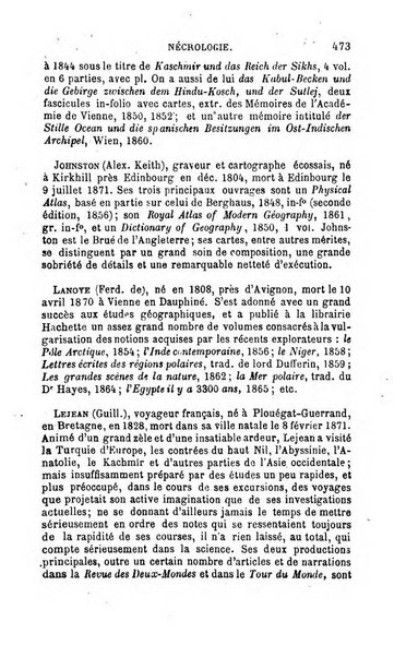 L'annee geographique revue annuelle des voyages de terre et de mer ainsi que des explorations, missions, relations et publications relatives aux sciences geographiques et ethnographiques