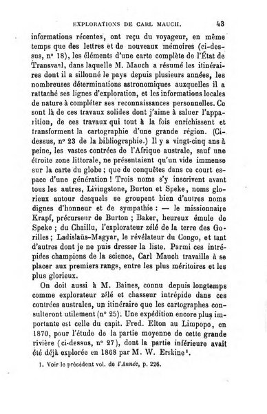 L'annee geographique revue annuelle des voyages de terre et de mer ainsi que des explorations, missions, relations et publications relatives aux sciences geographiques et ethnographiques