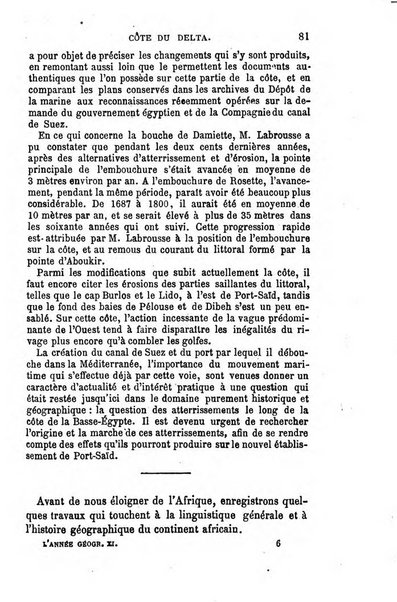 L'annee geographique revue annuelle des voyages de terre et de mer ainsi que des explorations, missions, relations et publications relatives aux sciences geographiques et ethnographiques