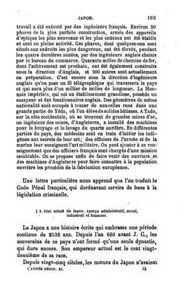 L'annee geographique revue annuelle des voyages de terre et de mer ainsi que des explorations, missions, relations et publications relatives aux sciences geographiques et ethnographiques