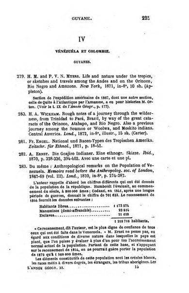 L'annee geographique revue annuelle des voyages de terre et de mer ainsi que des explorations, missions, relations et publications relatives aux sciences geographiques et ethnographiques