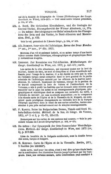 L'annee geographique revue annuelle des voyages de terre et de mer ainsi que des explorations, missions, relations et publications relatives aux sciences geographiques et ethnographiques