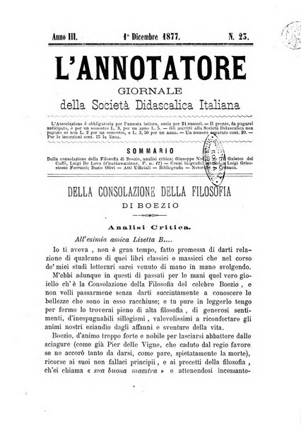 L'annotatore giornale della Società didascalica italiana di Roma