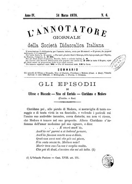 L'annotatore giornale della Società didascalica italiana di Roma