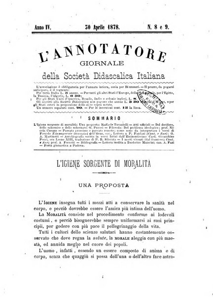 L'annotatore giornale della Società didascalica italiana di Roma