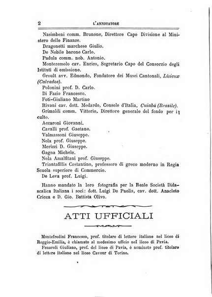 L'annotatore giornale della Società didascalica italiana di Roma