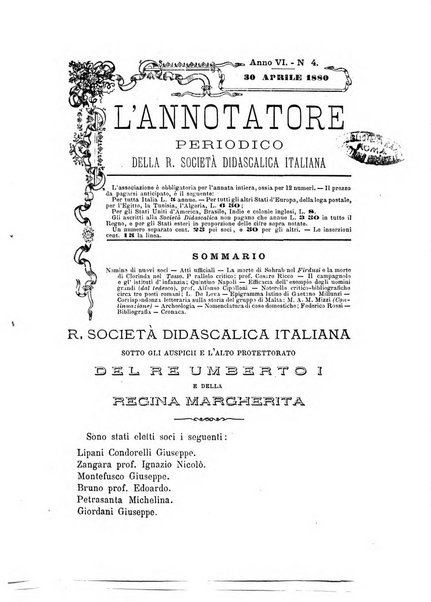 L'annotatore giornale della Società didascalica italiana di Roma