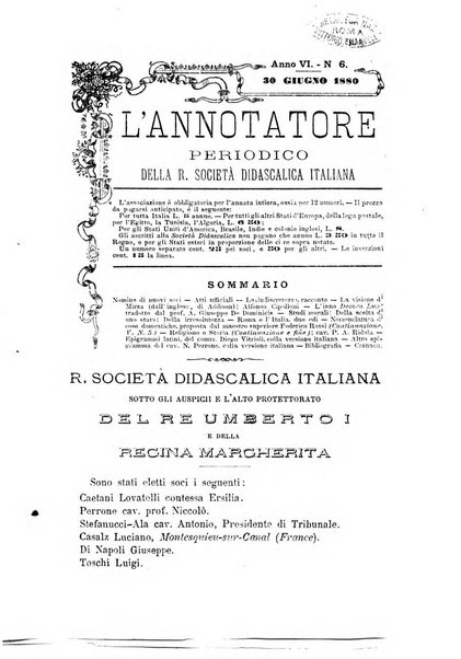 L'annotatore giornale della Società didascalica italiana di Roma