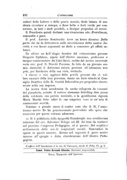 L'annotatore giornale della Società didascalica italiana di Roma