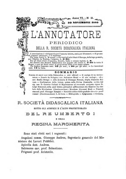 L'annotatore giornale della Società didascalica italiana di Roma