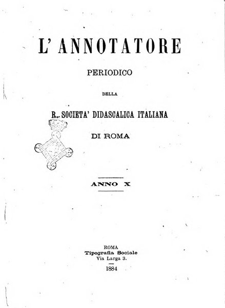 L'annotatore giornale della Società didascalica italiana di Roma