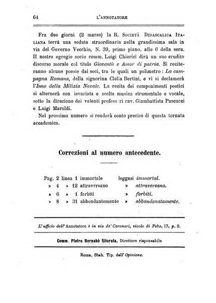 L'annotatore giornale della Società didascalica italiana di Roma