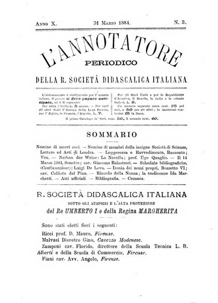 L'annotatore giornale della Società didascalica italiana di Roma