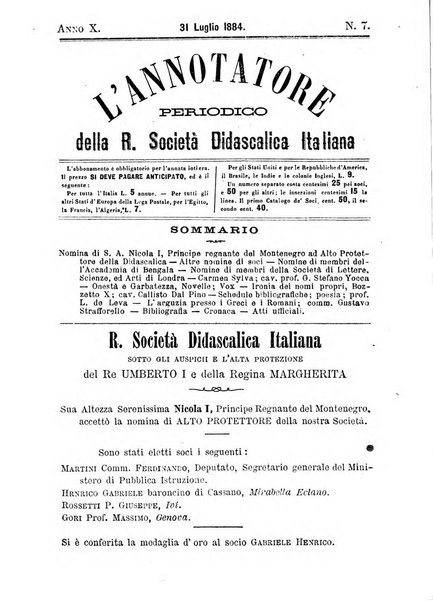 L'annotatore giornale della Società didascalica italiana di Roma