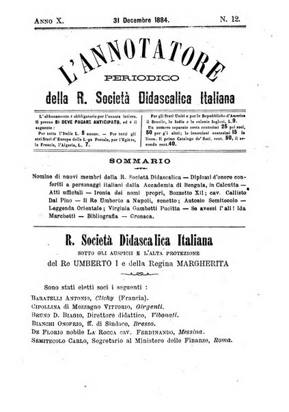 L'annotatore giornale della Società didascalica italiana di Roma