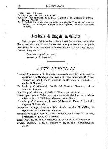 L'annotatore giornale della Società didascalica italiana di Roma