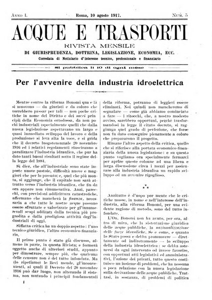 Acque e trasporti rivista mensile di giurisprudenza, dottrina, legislazione ed economia