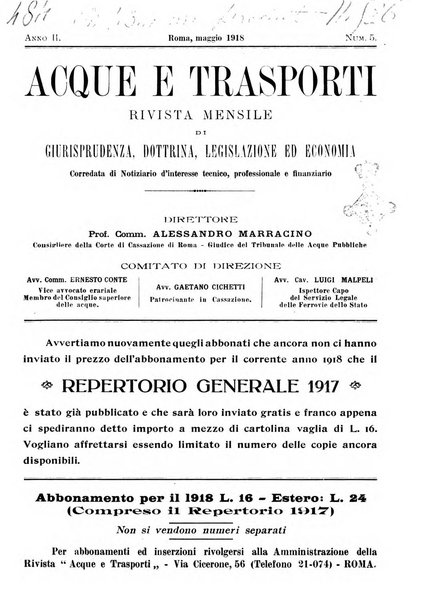 Acque e trasporti rivista mensile di giurisprudenza, dottrina, legislazione ed economia