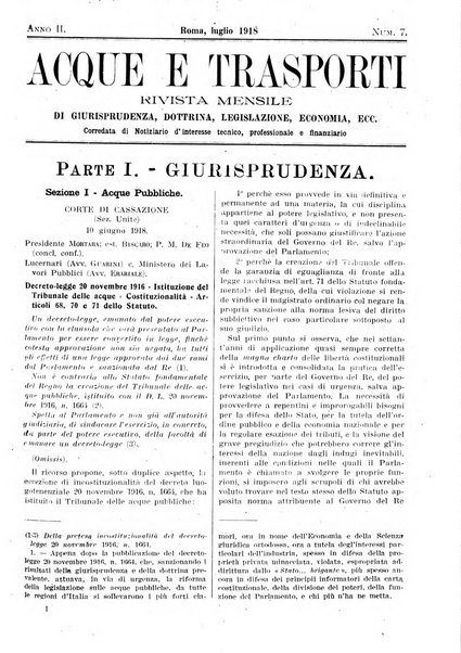 Acque e trasporti rivista mensile di giurisprudenza, dottrina, legislazione ed economia