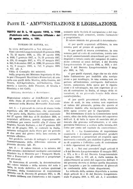 Acque e trasporti rivista mensile di giurisprudenza, dottrina, legislazione ed economia