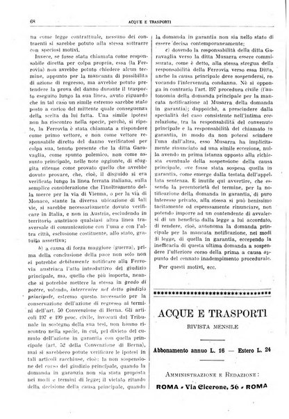 Acque e trasporti rivista mensile di giurisprudenza, dottrina, legislazione ed economia