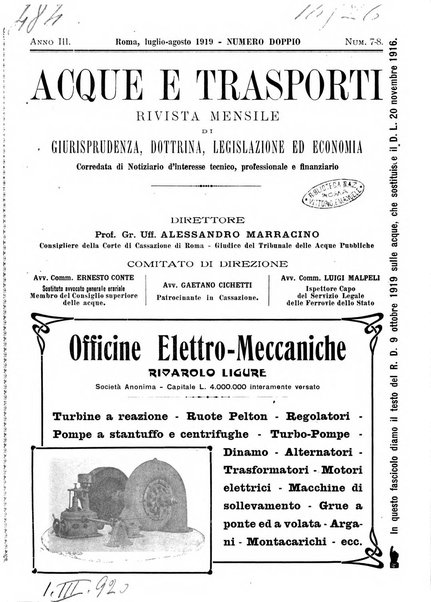 Acque e trasporti rivista mensile di giurisprudenza, dottrina, legislazione ed economia