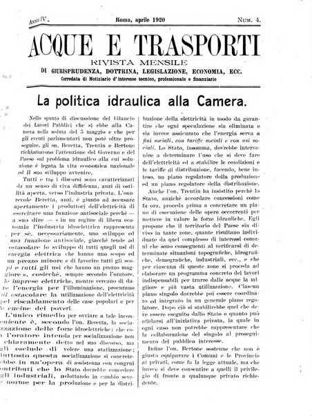 Acque e trasporti rivista mensile di giurisprudenza, dottrina, legislazione ed economia