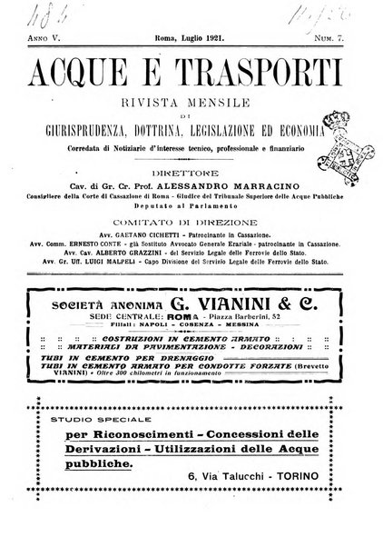 Acque e trasporti rivista mensile di giurisprudenza, dottrina, legislazione ed economia