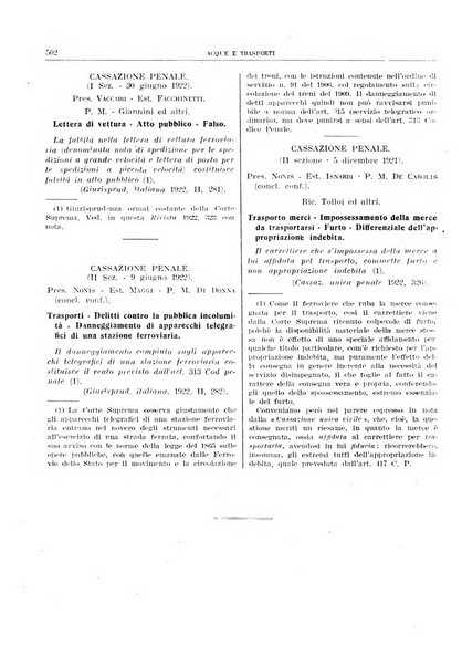 Acque e trasporti rivista mensile di giurisprudenza, dottrina, legislazione ed economia