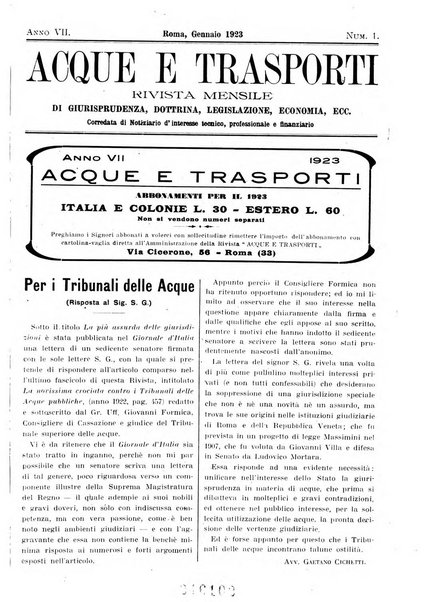 Acque e trasporti rivista mensile di giurisprudenza, dottrina, legislazione ed economia