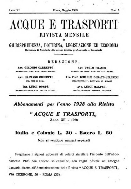 Acque e trasporti rivista mensile di giurisprudenza, dottrina, legislazione ed economia