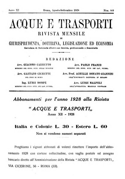 Acque e trasporti rivista mensile di giurisprudenza, dottrina, legislazione ed economia