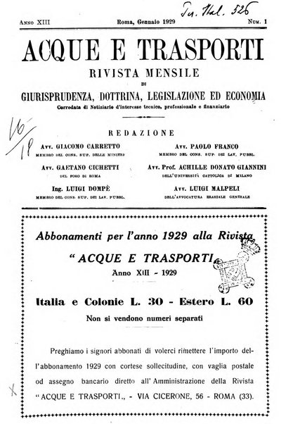 Acque e trasporti rivista mensile di giurisprudenza, dottrina, legislazione ed economia