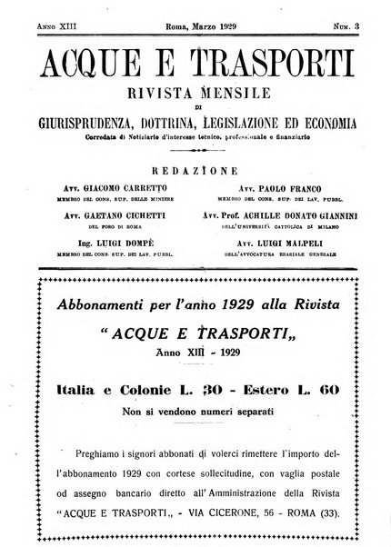 Acque e trasporti rivista mensile di giurisprudenza, dottrina, legislazione ed economia