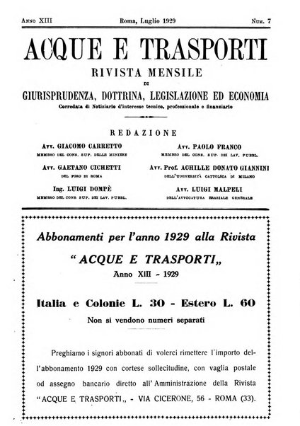 Acque e trasporti rivista mensile di giurisprudenza, dottrina, legislazione ed economia