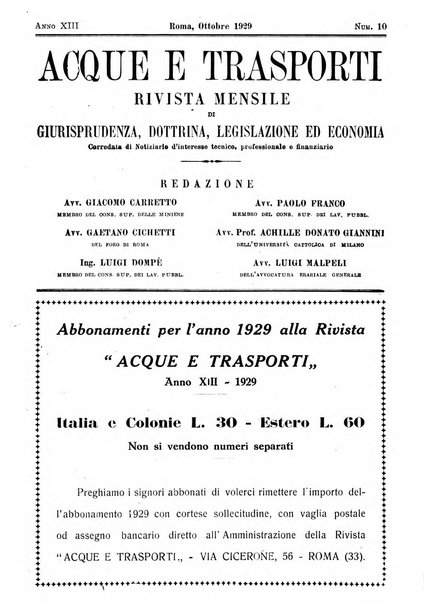 Acque e trasporti rivista mensile di giurisprudenza, dottrina, legislazione ed economia