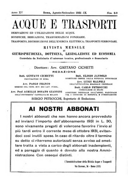 Acque e trasporti rivista mensile di giurisprudenza, dottrina, legislazione ed economia