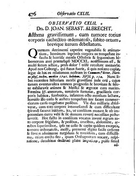 Acta physico-medica Academiae caesareae leopoldino-carolinae naturae curiosorum exhibentia ephemerides sive oservationes historias et experimenta a celeberrimis Germaniae et exterarum regionum viris habita et communicata..