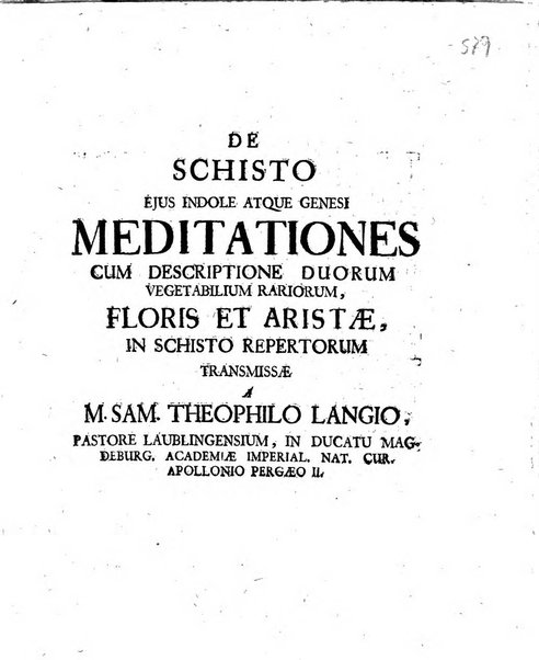 Acta physico-medica Academiae caesareae leopoldino-carolinae naturae curiosorum exhibentia ephemerides sive oservationes historias et experimenta a celeberrimis Germaniae et exterarum regionum viris habita et communicata..