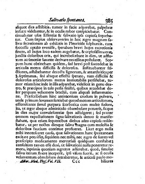 Acta physico-medica Academiae caesareae leopoldino-carolinae naturae curiosorum exhibentia ephemerides sive oservationes historias et experimenta a celeberrimis Germaniae et exterarum regionum viris habita et communicata..