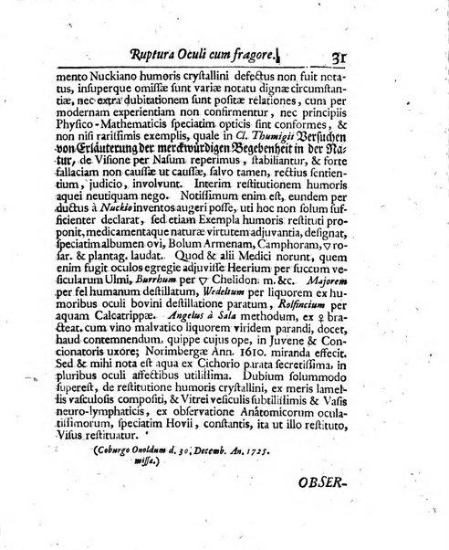 Acta physico-medica Academiae caesareae leopoldino-carolinae naturae curiosorum exhibentia ephemerides sive oservationes historias et experimenta a celeberrimis Germaniae et exterarum regionum viris habita et communicata..