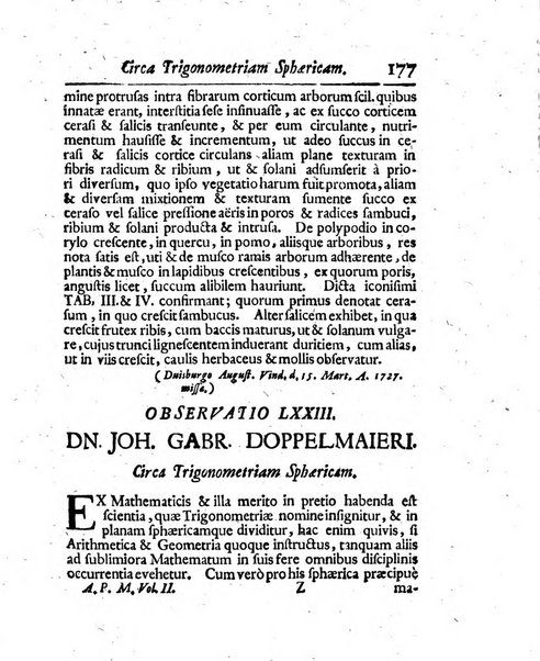 Acta physico-medica Academiae caesareae leopoldino-carolinae naturae curiosorum exhibentia ephemerides sive oservationes historias et experimenta a celeberrimis Germaniae et exterarum regionum viris habita et communicata..