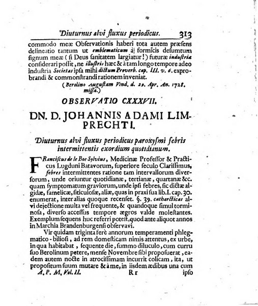 Acta physico-medica Academiae caesareae leopoldino-carolinae naturae curiosorum exhibentia ephemerides sive oservationes historias et experimenta a celeberrimis Germaniae et exterarum regionum viris habita et communicata..