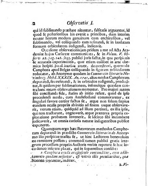 Acta physico-medica Academiae caesareae leopoldino-carolinae naturae curiosorum exhibentia ephemerides sive oservationes historias et experimenta a celeberrimis Germaniae et exterarum regionum viris habita et communicata..